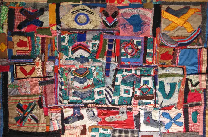 Erwin Trum - 1967 - Patchwork Tissus/Laine - 260x200 cm Erwin Trum - 1967 - Patchwork Tissus/Laine - 260x200 cm