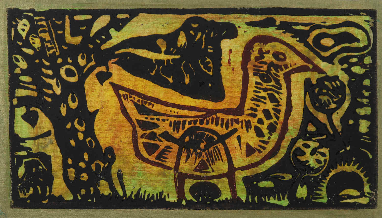 Erwi Trum - 1966 - Linogravure - 25x15 cm Erwi Trum - 1966 - Linogravure - 25x15 cm